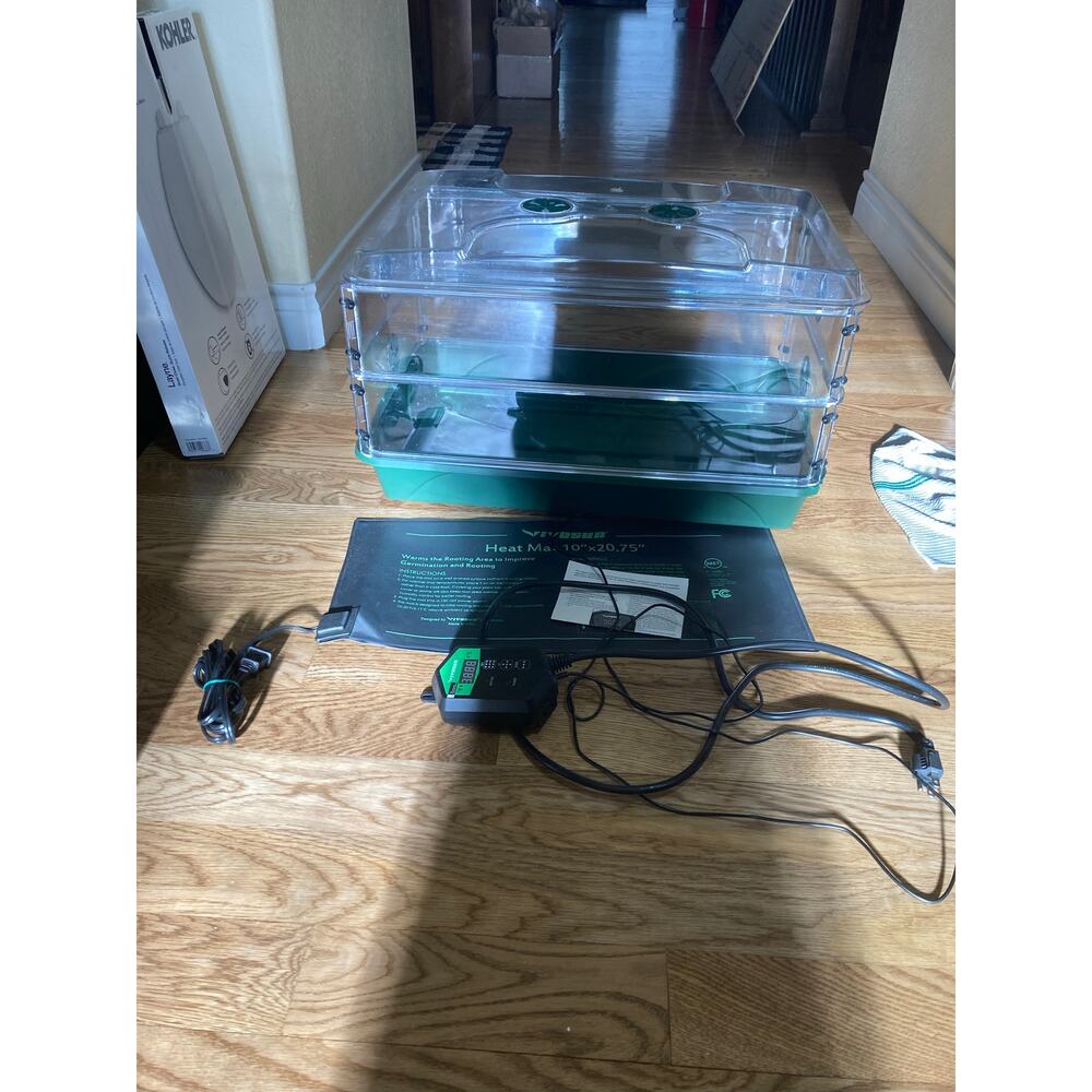 Vivosun seed propagator kit with a heat mat and digital thermostat complete set